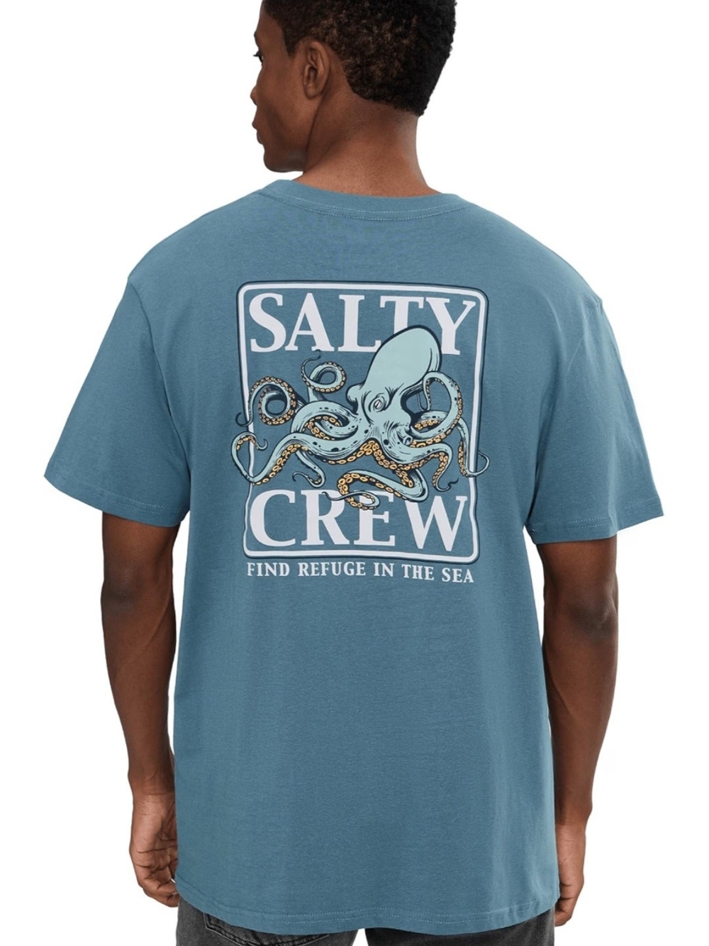 Salty Crew Teal Blue Octopus Graphic Short Sleeve Tee NWT